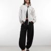 vestes à pois col cheminée avec blanc femme imprimé noir et cordon de serrage