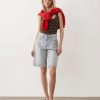bodys à pois femme mode chic avec bordure picots marron décolleté carré porté avec un bermuda en jean