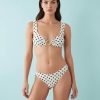 brassières à pois avec bikini blanc maillot de bain femme deux pièces vu de face et de dos