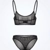 culottes à pois noir et blanc brésilienne échancrée tulle transparent ensemble de lingerie comprenant un soutien gorge sans armature et une culotte assortie