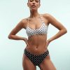 Brassières À Pois Haut Bikini Ajusté Bretelles Nouées Dos Nu Maillots Bain Plage