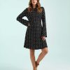 robes longues noires à pois manches robe noir courte evasee pour femme portee avec des bottines