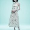 robes évasées à pois fronces bandeau mi longue crème imprimé élégante robe de soirée sans bretelles style vintage décontractée parfait pour lété