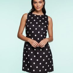 robes longues marron à pois chocolat droite lin noués taille liens sans manches courte col rond pour femme