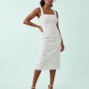 robes longues noires à pois stretch imprimé kinsey mélangé lin blanche ajustée à bretelles larges et encolure carrée