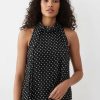 robes à pois jaune dos nu mi longue noir un débardeur noir à pois blancs pour femme élégant