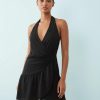 robes à pois transparentes portefeuille courte noirs femme0 robe courte noire a col halter et effet portefeuille drape