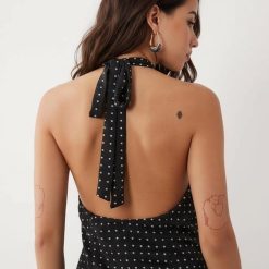 robes à pois noirs et blancs courte robe noir a manches courtes col v evasee pour femme