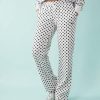 joggings à pois broderie ample logo pantalon ensemble gris et noir imprimé avec motifs ronds noirs sur fond blanc et cordon de serrage
