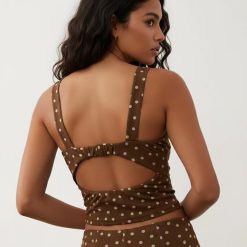 brassière ensemble tulle imprimé pois coeur sans manches dos transparent stretch slim