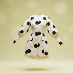blazers à pois boutonnée structurée courte robe manches ballon encolure poches cette tenue élégante est parfaite pour toutes les occasions et met en valeur la silhouette féminine de manière chic et moderne