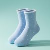 chaussettes à pois design 2 paires de lot multi bleu ciel a petits pois blancs avec bordures dentelle