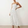 robes évasées à pois bretelles avec et jupe mi-longue fines femme élégante blanc pois noirs bretelles fines moulant doux confortable fines bretelles courtes dos ouvert