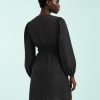 robes longues noires à pois en velours côtelé courte robe noire à pois blancs manches longues bouffantes modèle féminin