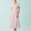 robes évasées à pois manches courtes col v rose élégante robe rose avec des pois noirs pour un look estival et décontracté trouve la tienne