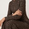 robes longues marron à pois cou ras de manches longues pour femme coupe ajustée et élégante en tissu fluide parfaite pour lautomne et lhiver