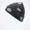 bonnets de nuit à pois gris en maille brossée bonnet chaud doux en laine à motif pois gris clair sur fond gris foncé