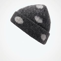 bonnets de nuit à pois gris en maille brossée bonnet chaud doux en laine à motif pois gris clair sur fond gris foncé