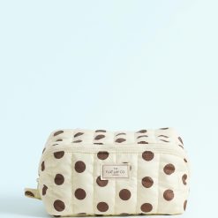 trousses à pois marshmallow exclusivité de maquillage jaune et marron pour ranger vos pinceaux et accessoires au quotidien