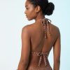 bikinis à pois ensemble côtés sur noué marron vue de dos du maillot de bain deux pièces noué dans le cou et le dos