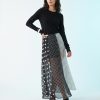 jupes à pois transparente effet longue coupé cousu multicolore pour femme taille haute avec doublure legere