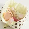 trousses à pois marshmallow exclusivité de maquillage jaune et marron avec fermeture eclair pour femme